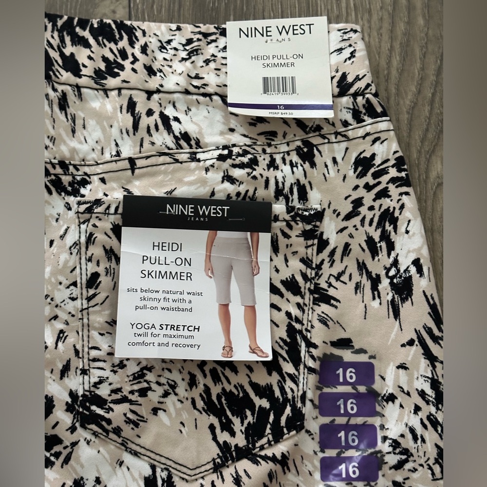 โจ (NWT) Nine West Heidi Skimmer Pants โ Beige & Black, Size 16โจ - Picture 3 of 11